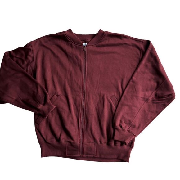 Cheetah Mervyn's Other - NWT Vintage Cheetah Mervyn’s oversized Wine Long sleeve Fleece Zip Up Sweater L